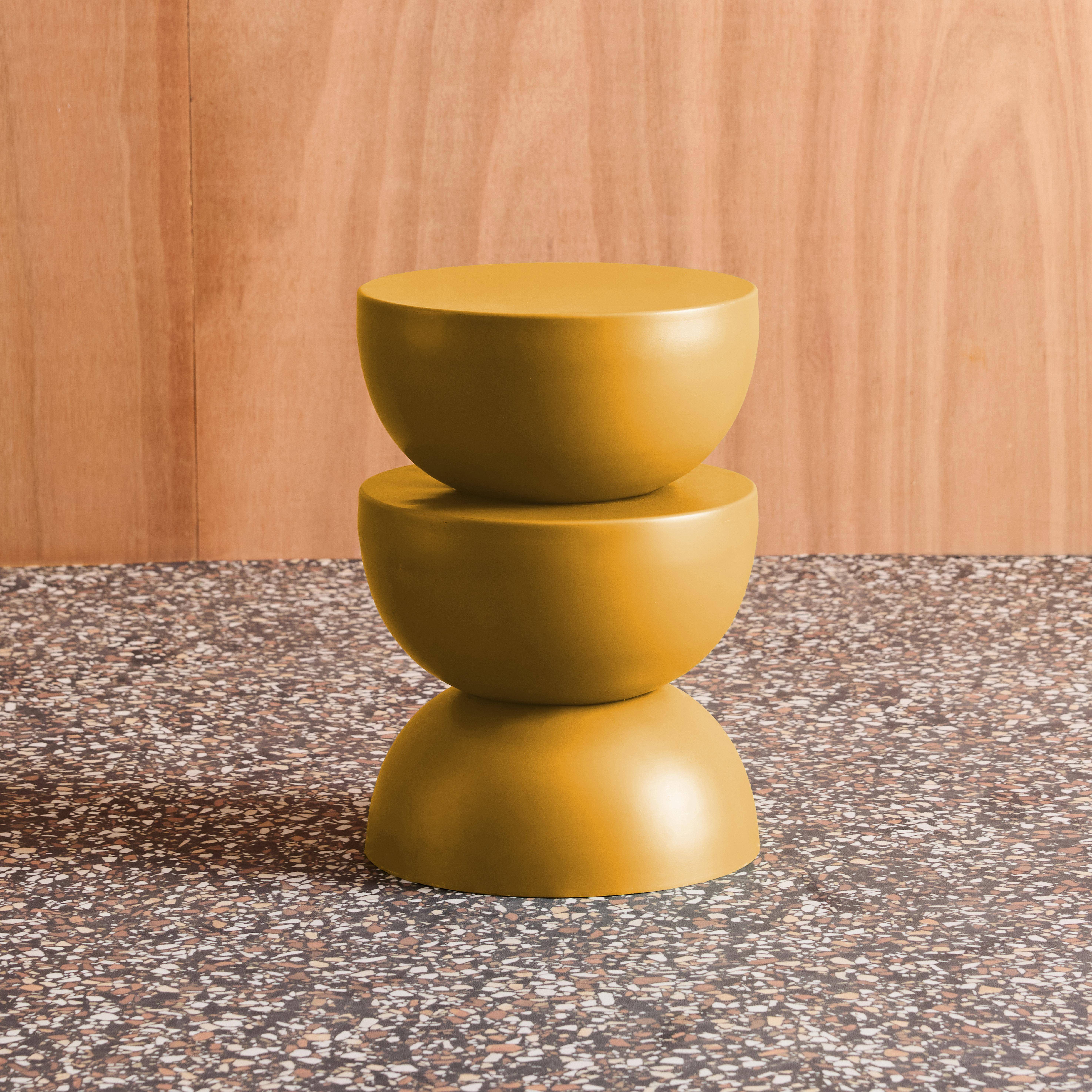 Bijzettafel, hoektafel, nachttafeltje in metaal Ø32 x 46,5cm mosterd - Coumba,sweeek,Photo5