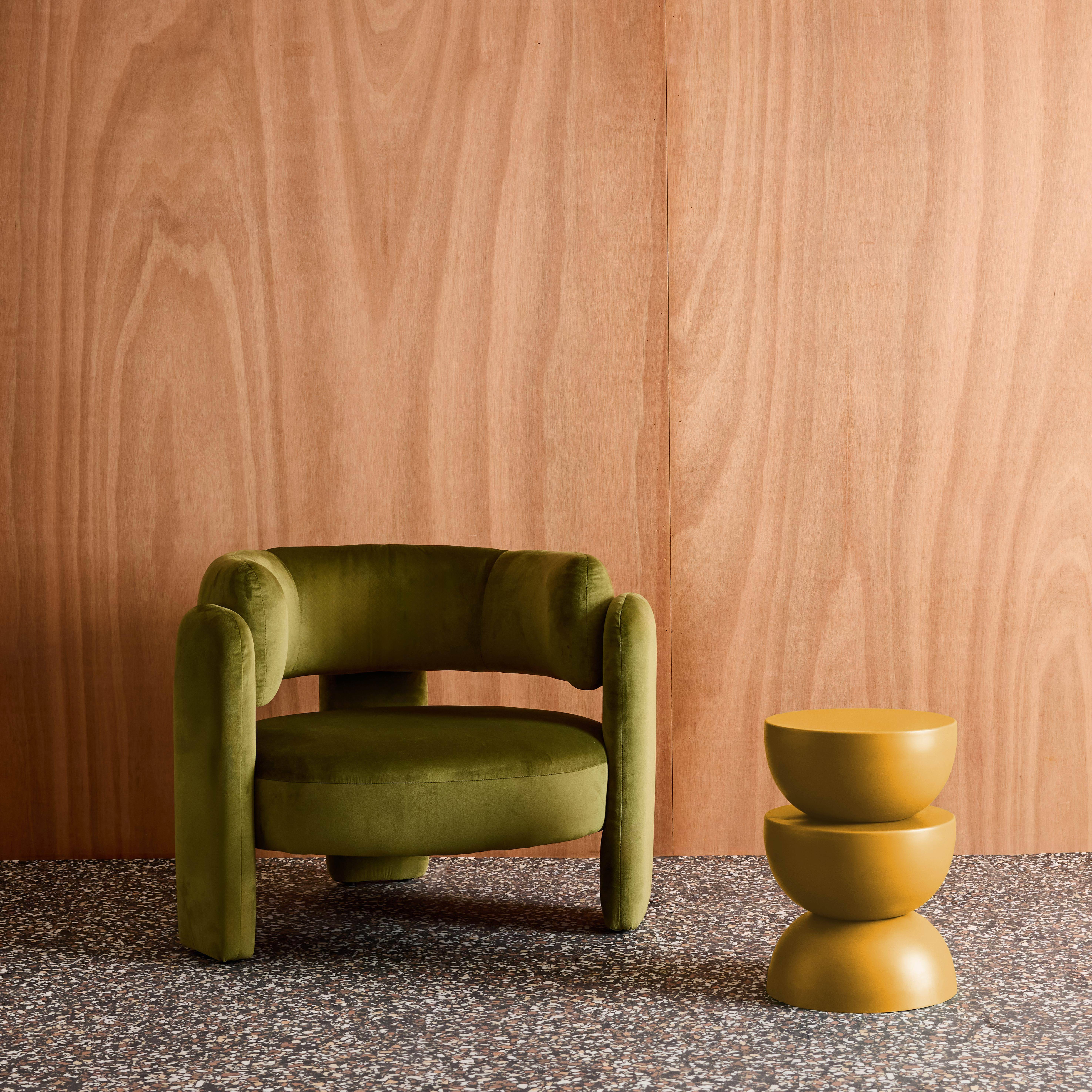 Bijzettafel, hoektafel, nachttafeltje in metaal Ø32 x 46,5cm mosterd - Coumba,sweeek,Photo2