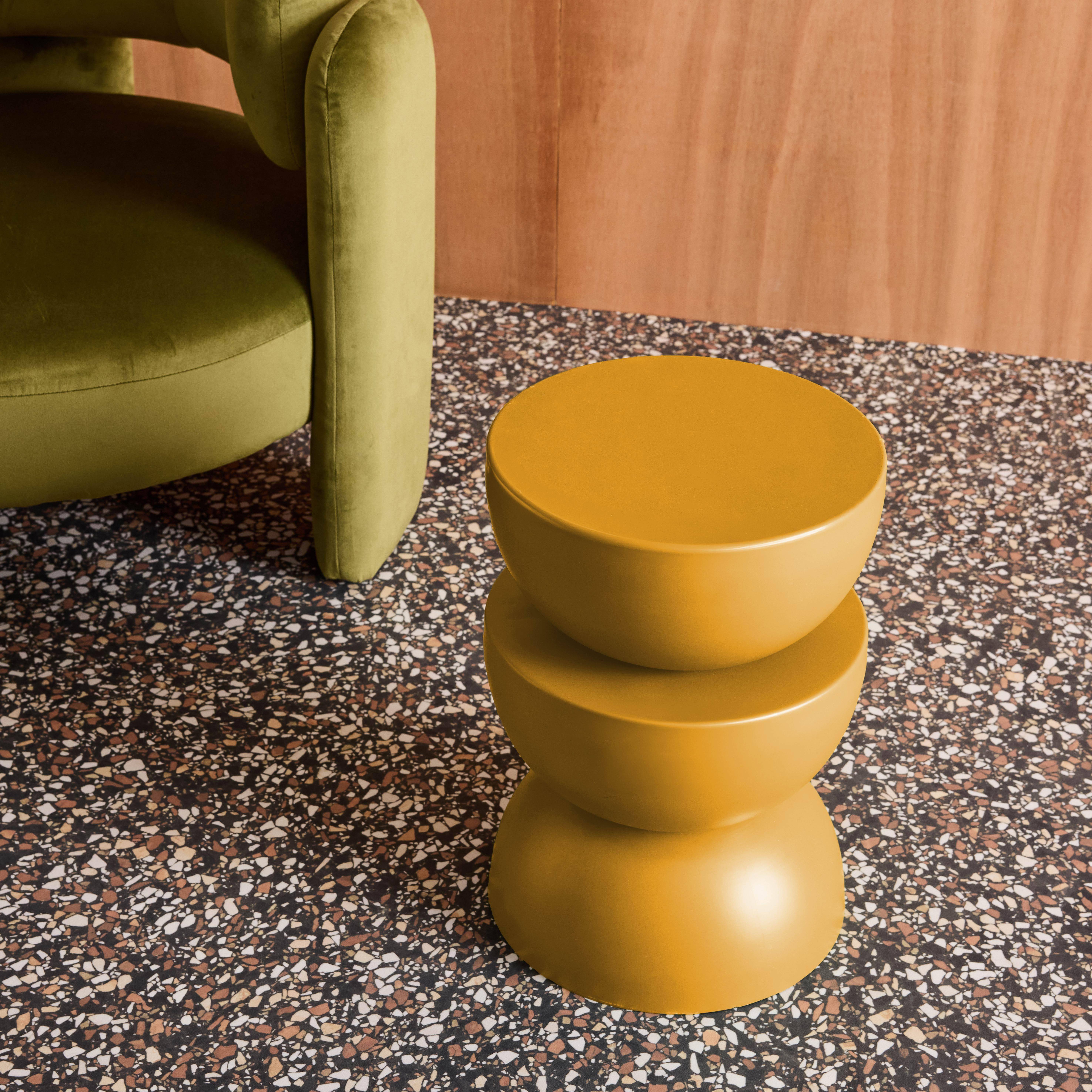 Bijzettafel, hoektafel, nachttafeltje in metaal Ø32 x 46,5cm mosterd - Coumba Photo3