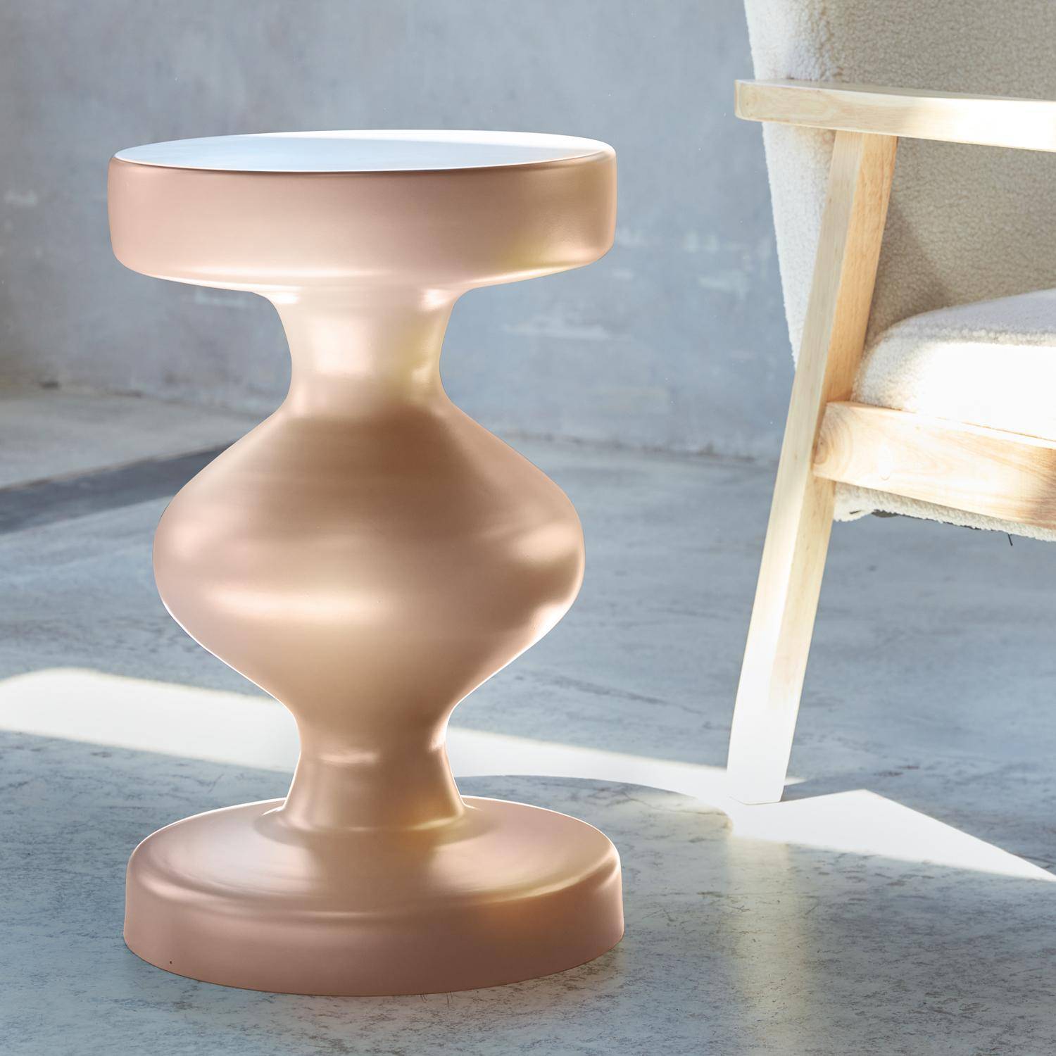 Side table, end of sofa, metal bedside table, Ø29.5 x H 47cm, pink,sweeek,Photo1