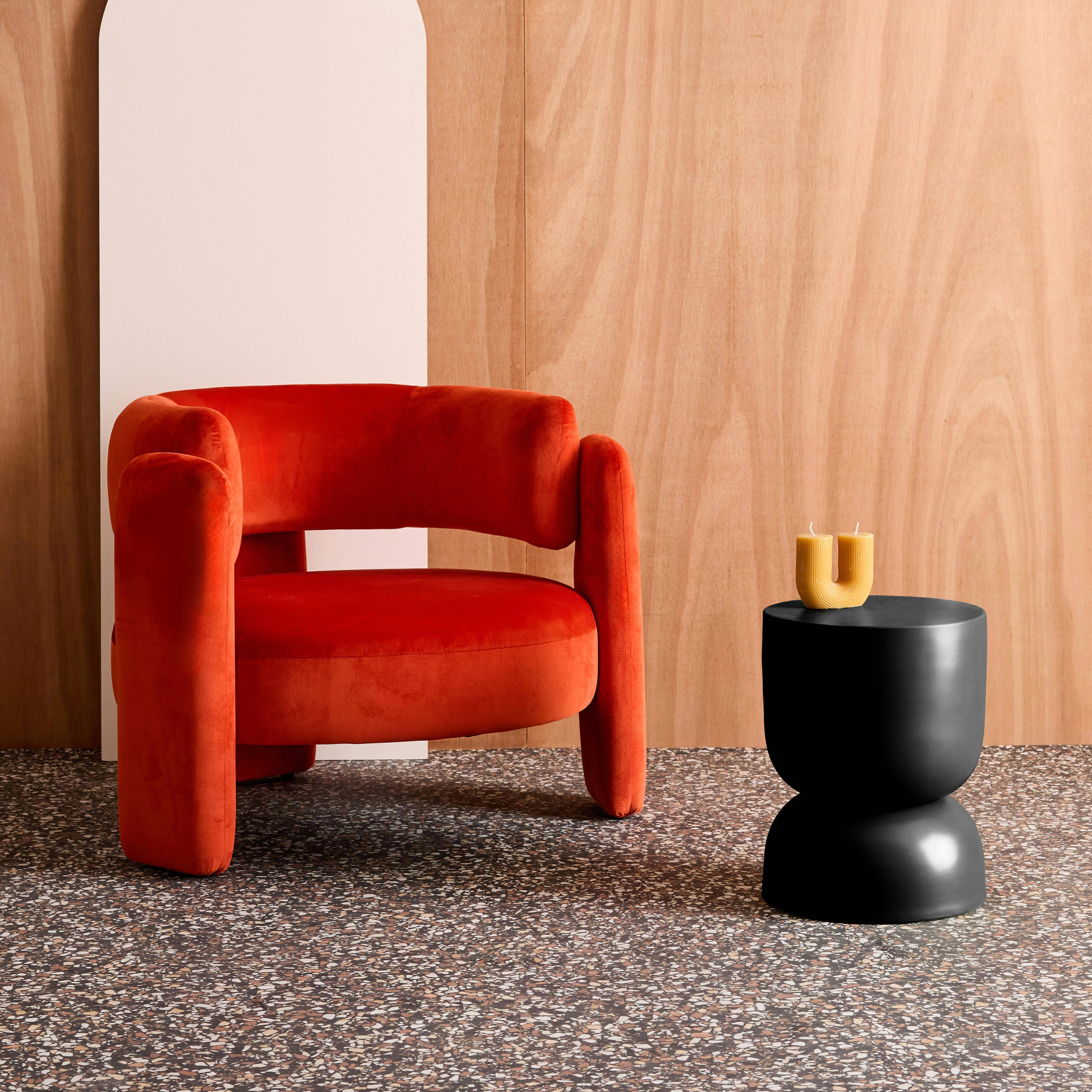 Mesa auxiliar, rincón de sofá, Mesita metal Ø32 x H42cm, Madi, Negro, 32x32x42 cm Photo2