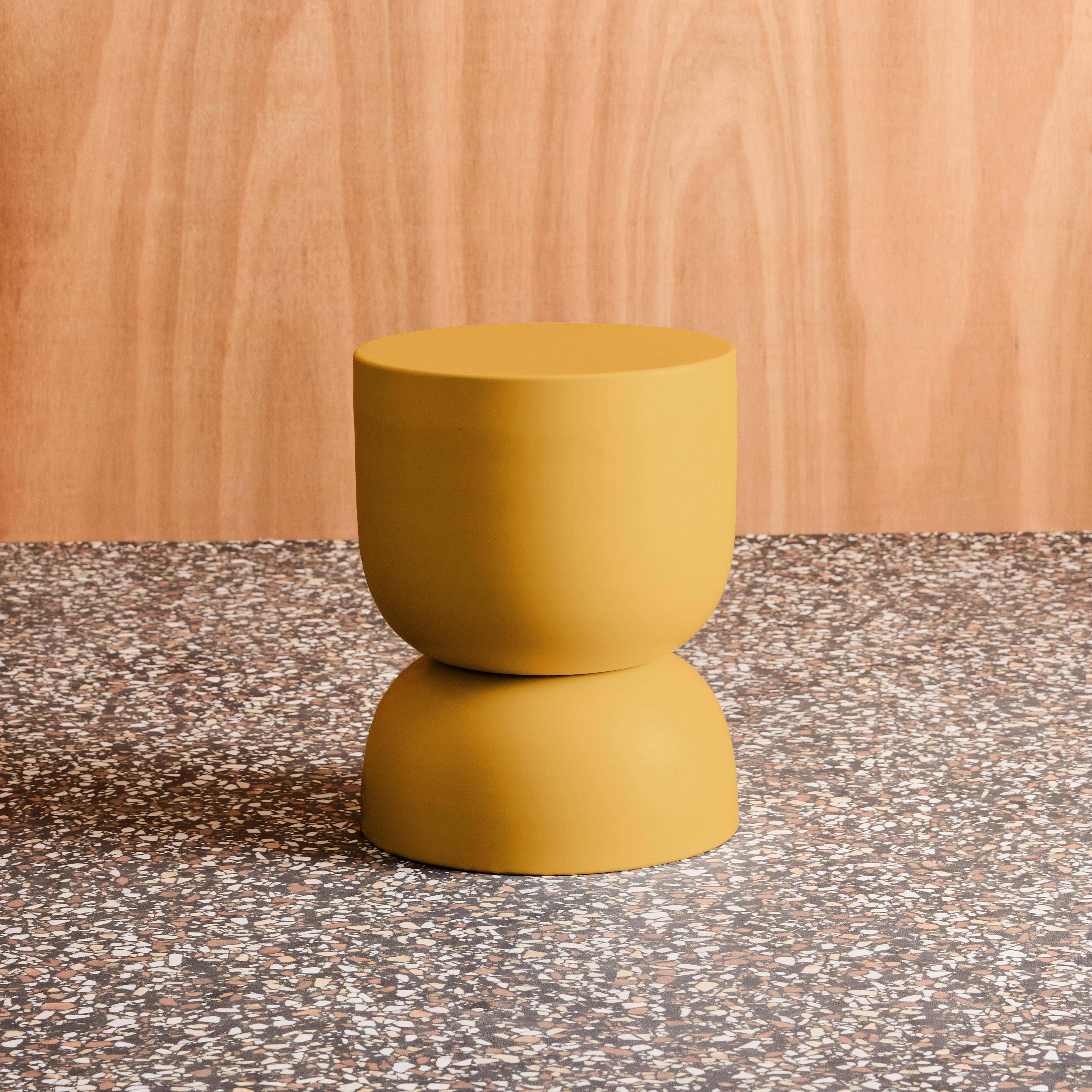 Table d'appoint, bout de canapé, table de chevet en métal, moutarde, Madi, Ø32 x H 42cm Photo1