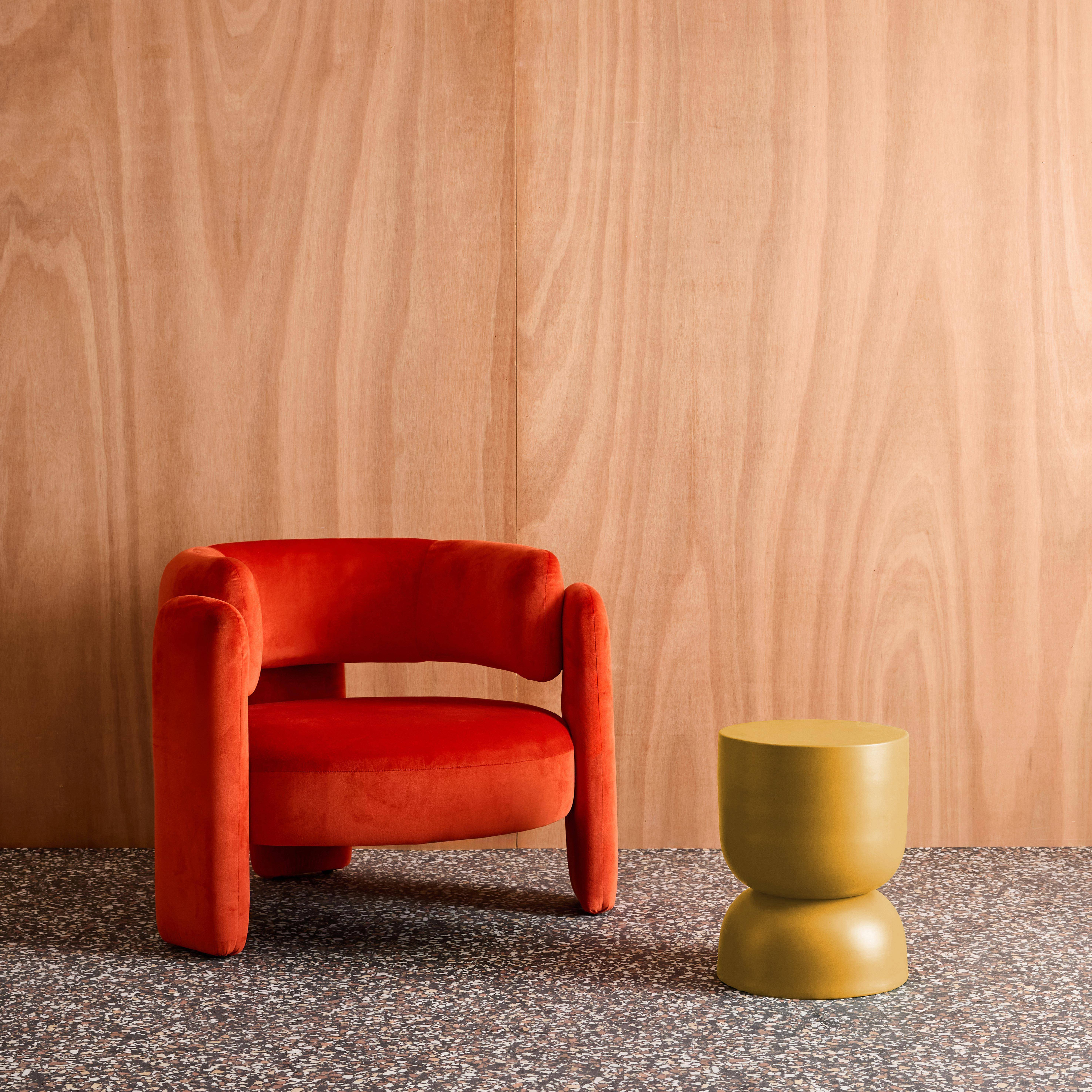 Table d'appoint, bout de canapé, table de chevet en métal, moutarde, Madi, Ø32 x H 42cm Photo3