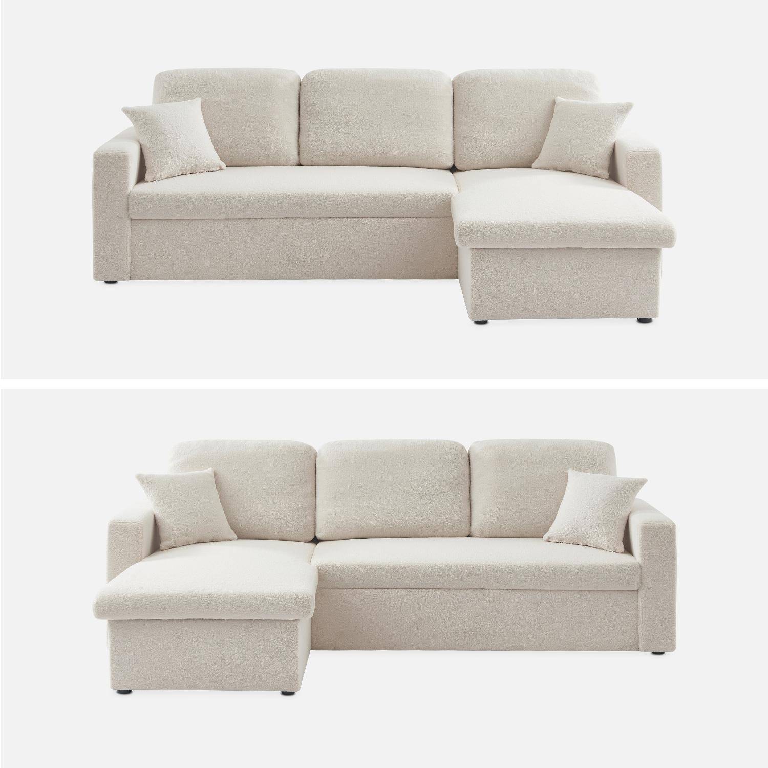3-seater corner sofa bed in white boucle, Ida Boucle, White, 219x81x68 cm Photo6