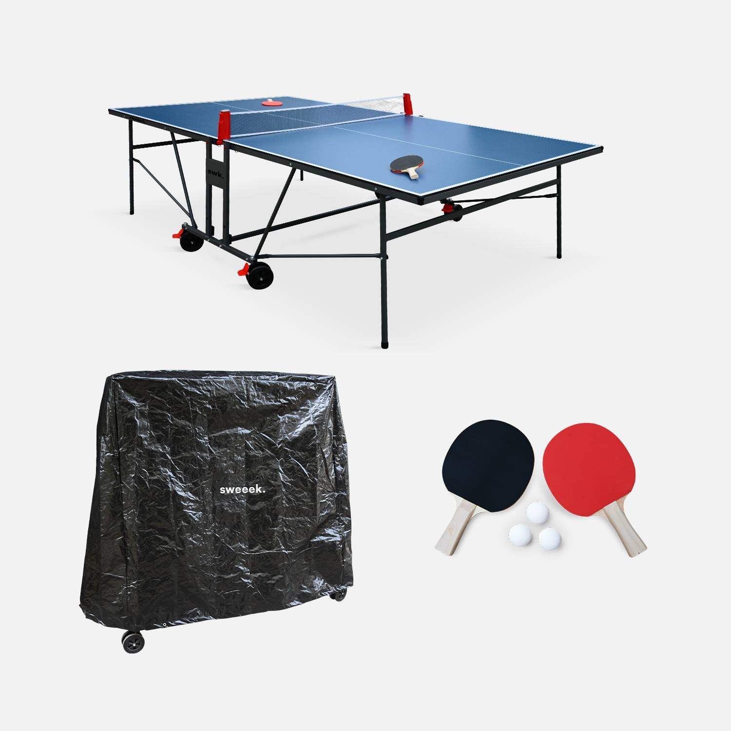 Table de ping pong indoor bleue + Housse en PVC