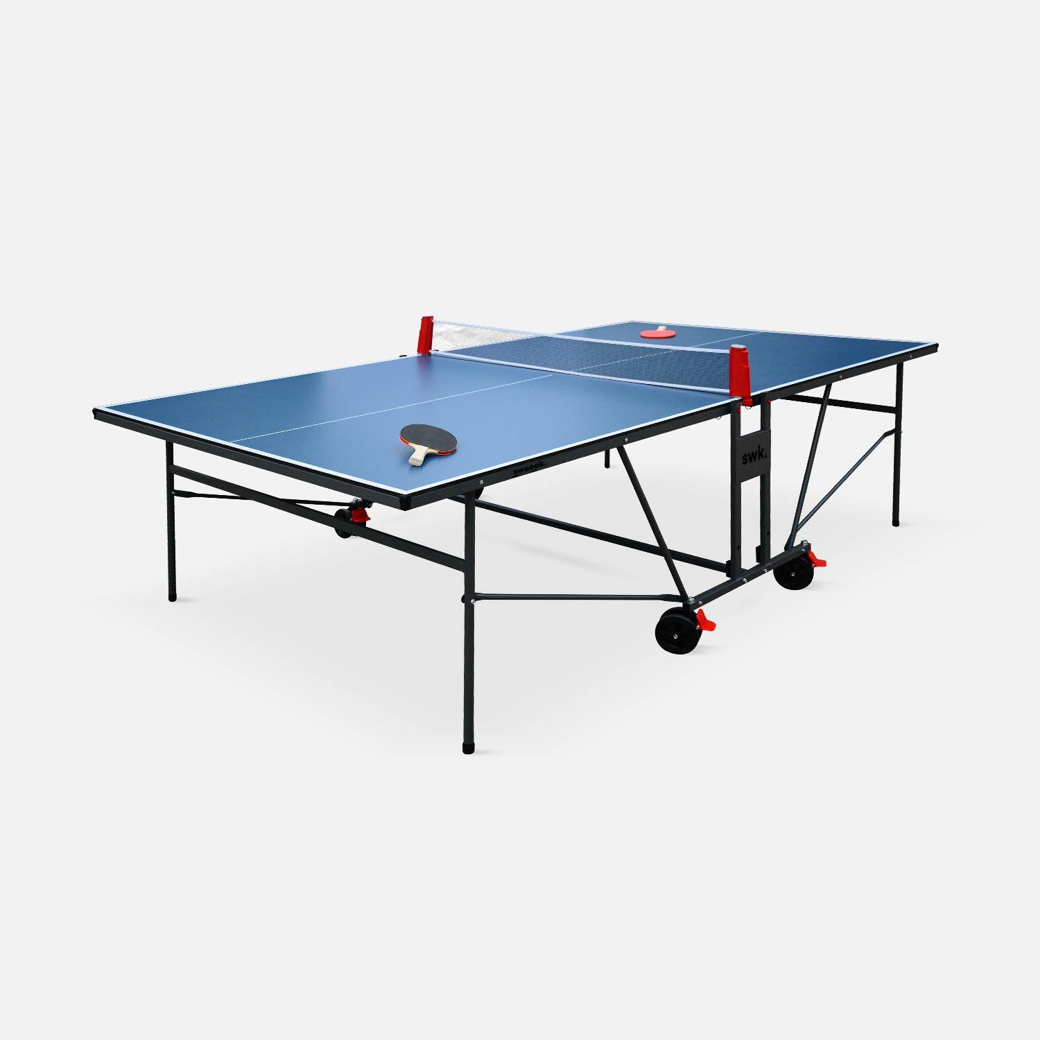 Tischtennisplatte INDOOR blau, mit 2 Schlägern und 3 Bällen, für den Innenbereich + PVC-Hülle Photo5