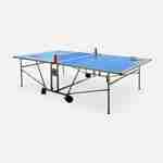 Table de ping pong OUTDOOR, avec 2 raquettes et 3 balles, pour utilisation extérieure + Housse en PVC Photo2