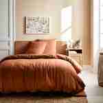 Parure de lit terracotta gaze de coton / coton, 2 places, 1 housse de couette avec 2 taies d'oreiller 240 x 220 cm  Photo1