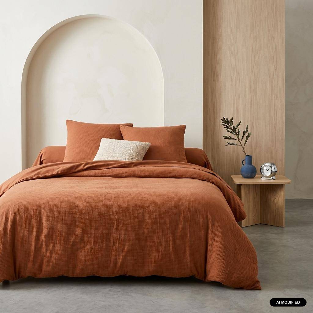 Set biancheria da letto in cotone terracotta - 240x260x1 cm Photo1