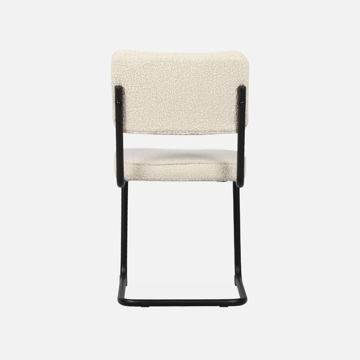 Lot de 2 chaises cantilever bouclette texturée blanc cassé, Maja, L46 x P54,5x H84,5cm,sweeek,Photo8