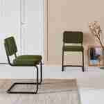 Lot de 2 chaises cantilever bouclette texturée verte, Maja, L46 x P54,5x H84,5cm Photo1
