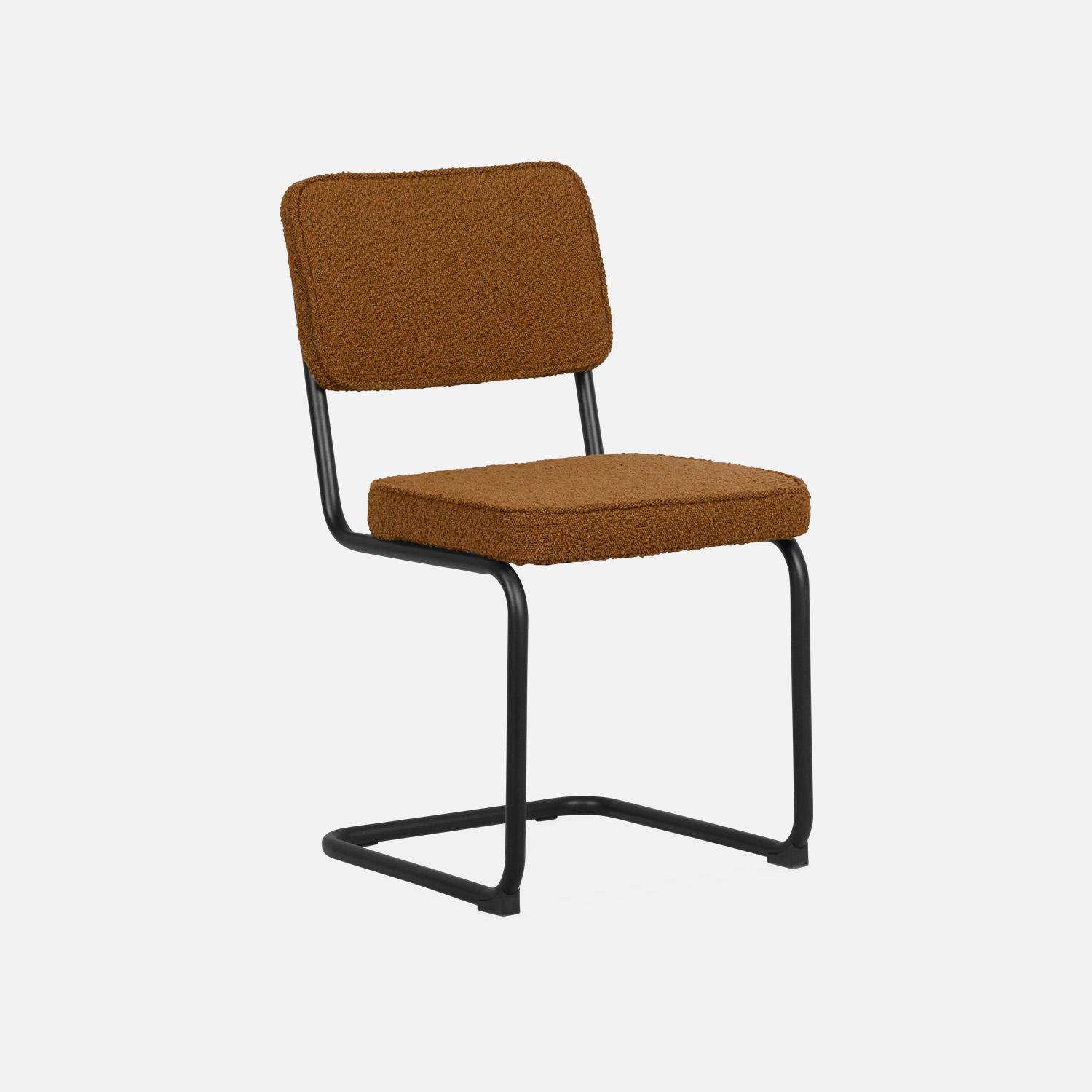 Lot de 2 chaises cantilever bouclette texturée ocre, Maja, L46 x P54,5x H84,5cm Photo5