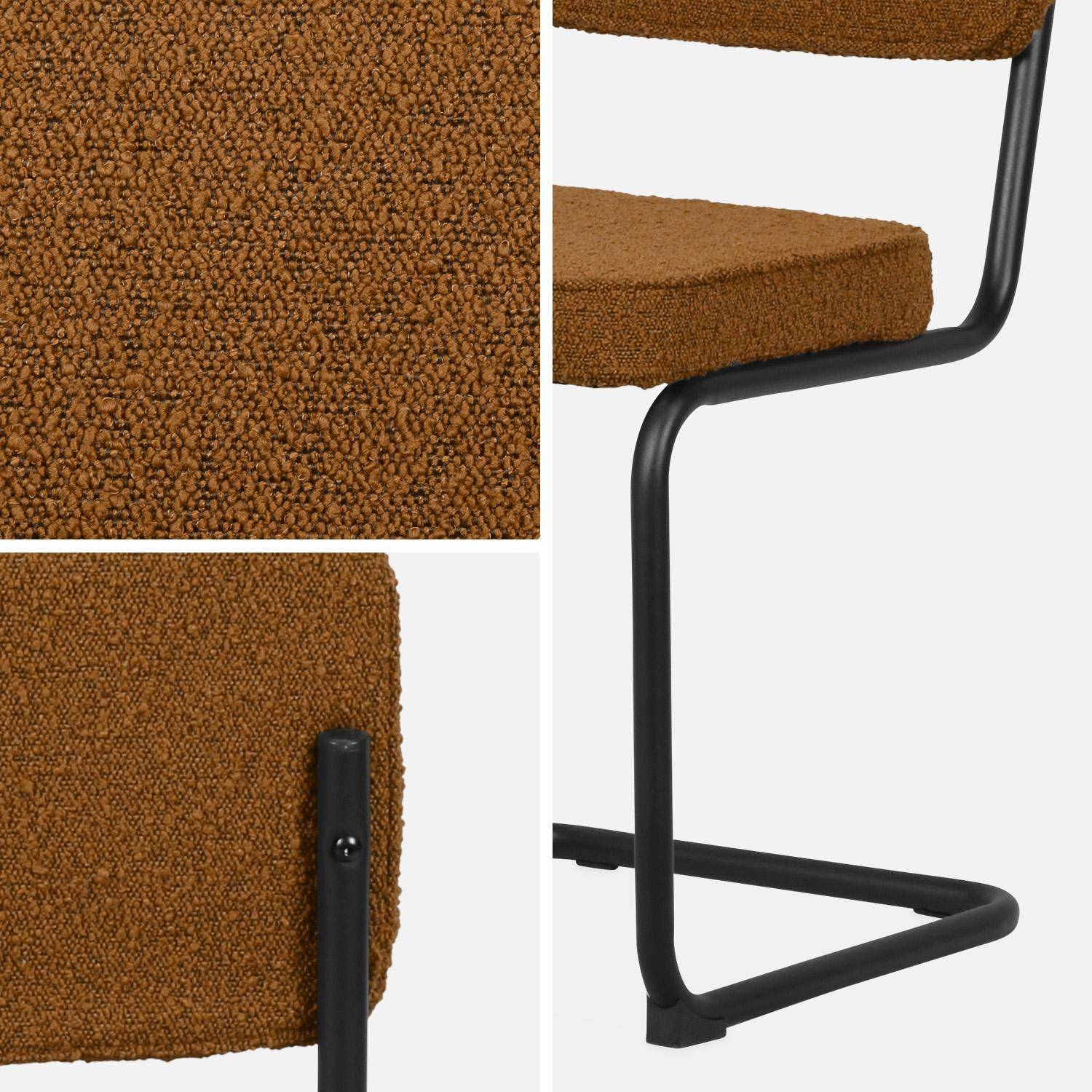 Lot de 2 chaises cantilever bouclette texturée ocre, Maja, L46 x P54,5x H84,5cm Photo7