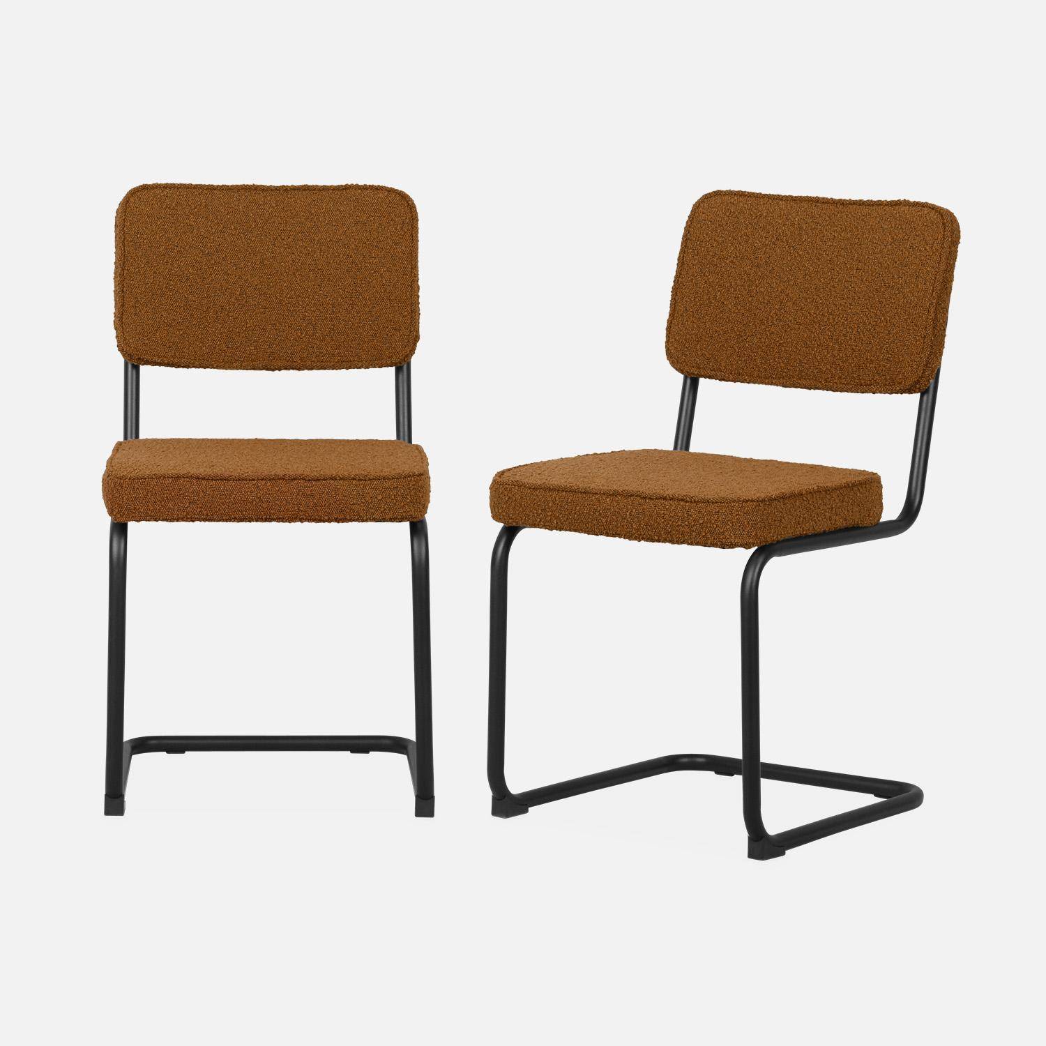 Lot de 2 chaises cantilever bouclette texturée ocre, Maja, L46 x P54,5x H84,5cm Photo4