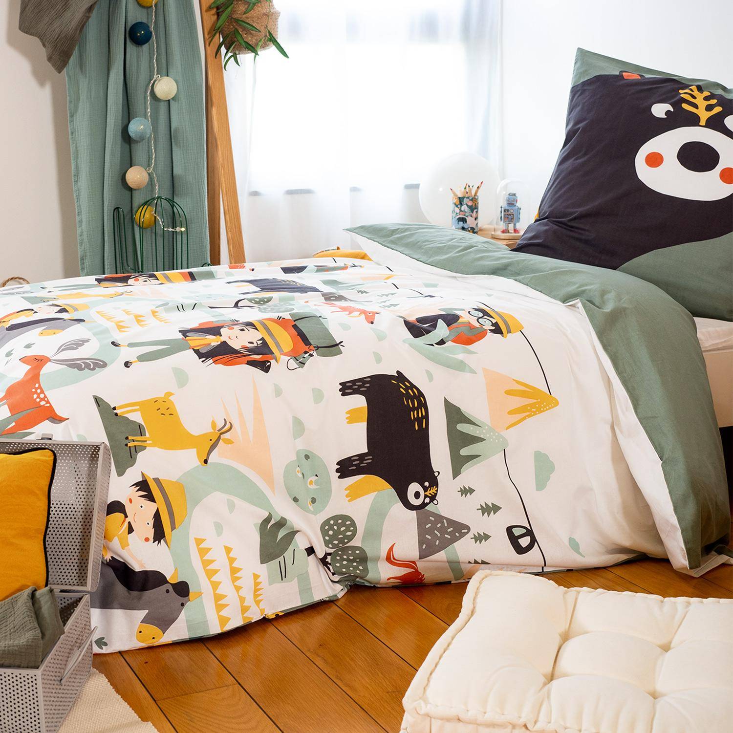 Wendebettwäsche-Set für Kinder 140x220cm Berge und Savanne, Baumwolle, 1 Bettbezug, 1 Kissenbezug, Gaston Photo3