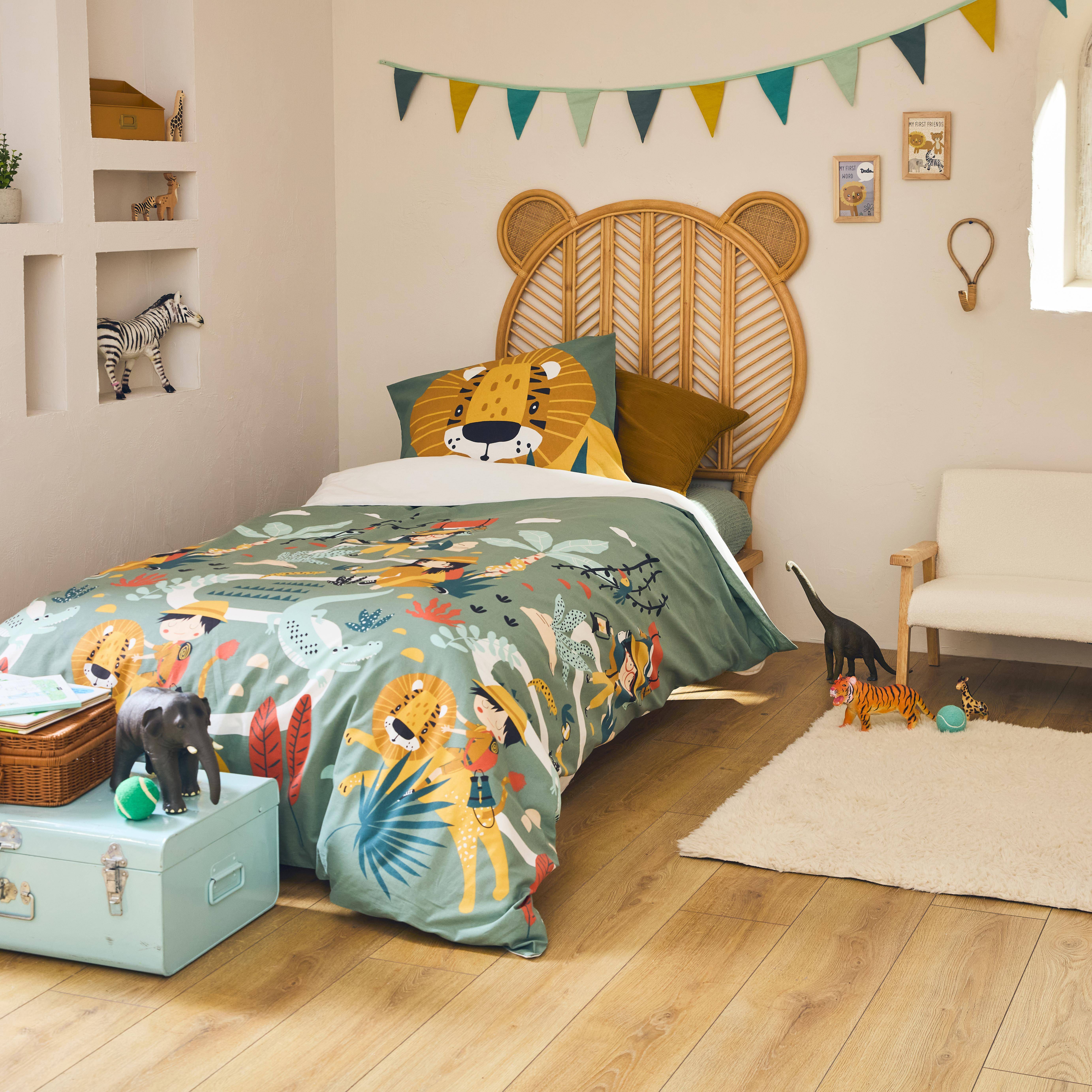 Wendebettwäsche-Set für Kinder 140x220cm Berge und Savanne, Baumwolle, 1 Bettbezug, 1 Kissenbezug, Gaston,sweeek,Photo6