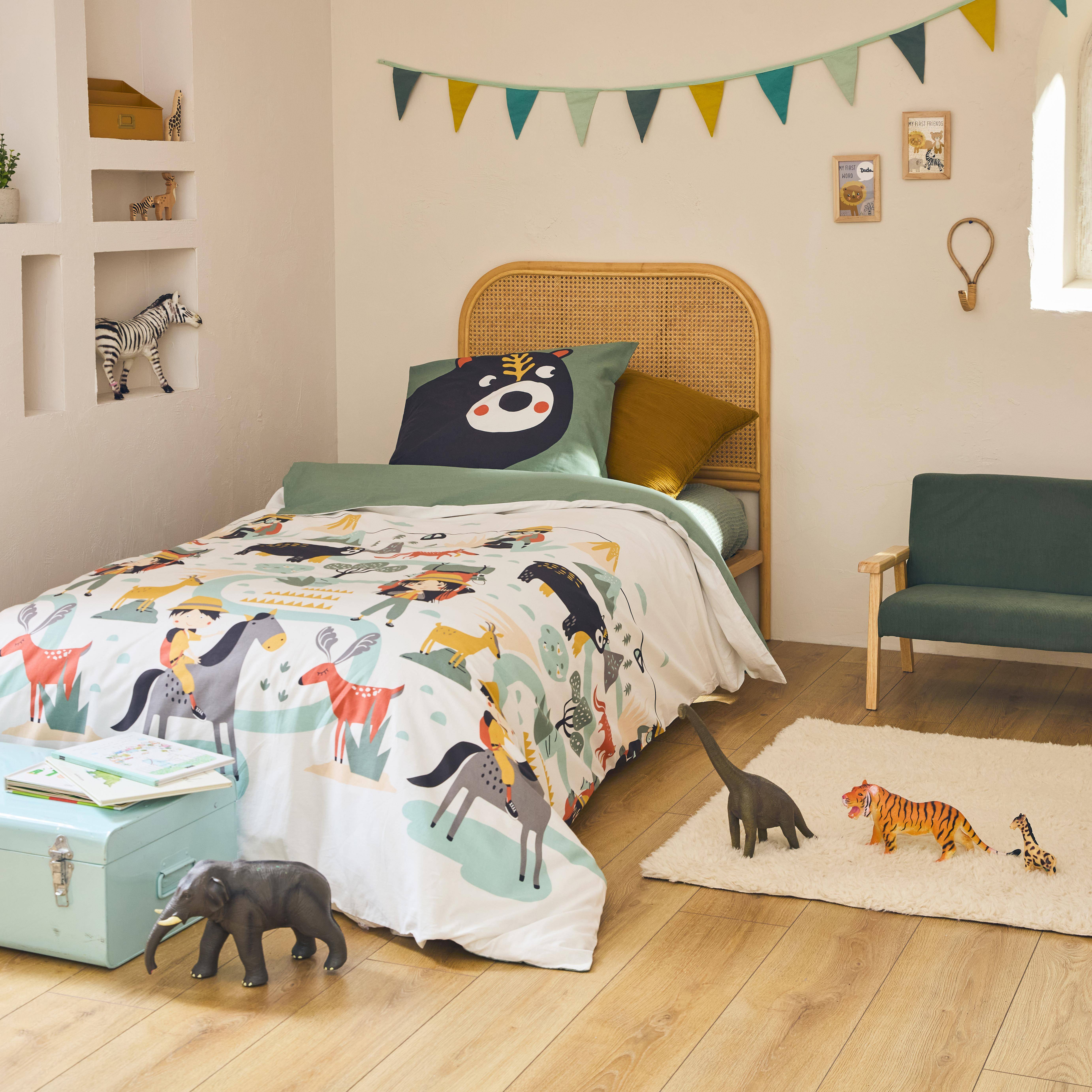 Wendebettwäsche-Set für Kinder 140x220cm Berge und Savanne, Baumwolle, 1 Bettbezug, 1 Kissenbezug, Gaston Photo1