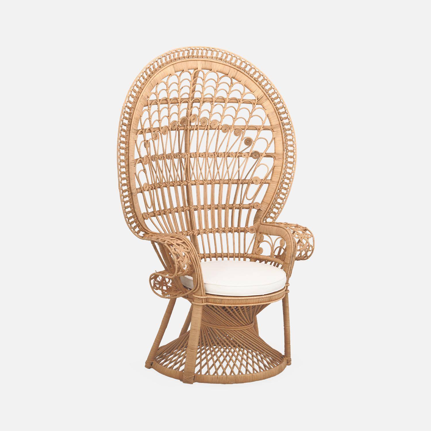 Vintage rotan fauteuil met zitkussen, Mahe, B 110 x D 60 x H 150cm,sweeek,Photo3