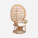 Fauteuil vintage en rotin avec coussin d'assise, Mahe, L 110 x P 60 x H150cm Photo3