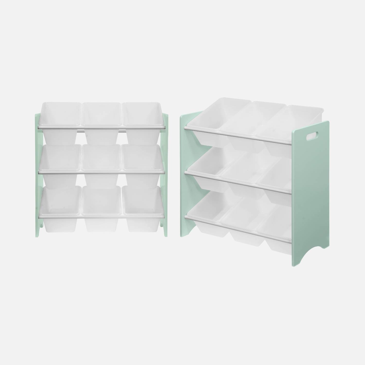 2 armários verdes para brinquedos com 18 compartimentos | sweeek