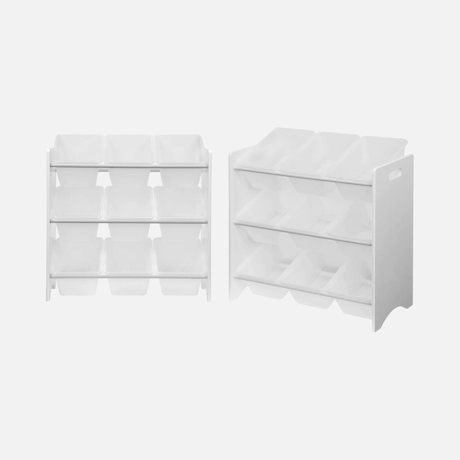 2er Set Aufbewahrungsregale mit je 9 Boxen für Kinder - TOBIAS - weiß, 64 x 29,5 x 60 cm | sweeek