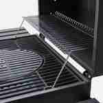 Barbecue Grill charbon de bois noir - Fumoir avec récupérateur de cendres, aérateurs, bac charbon ajustable et tablettes rabattables + Housse en PVC Photo5