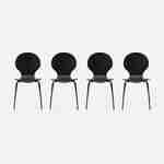 Conjunto de 4 cadeiras empilháveis retro pretas, madeira de hevea e contraplacado, pernas de aço, Naomi, L 43 x P 48 x A 87cm Photo3