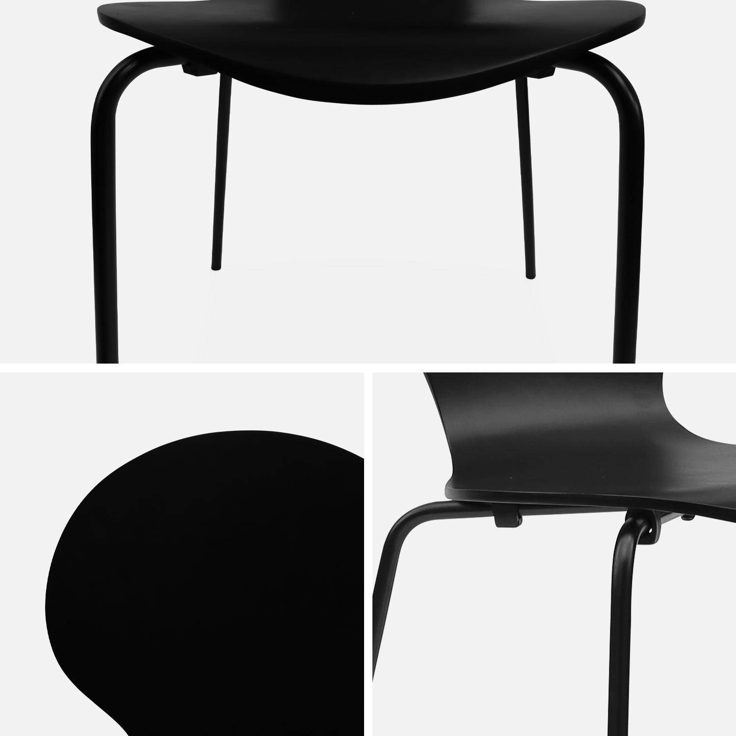 Lot de 4 chaises noires rétro empilables, bois d'hévéa et contreplaqué, pieds en acier, Naomi, L 43 x P 48 x H 87cm,sweeek,Photo7