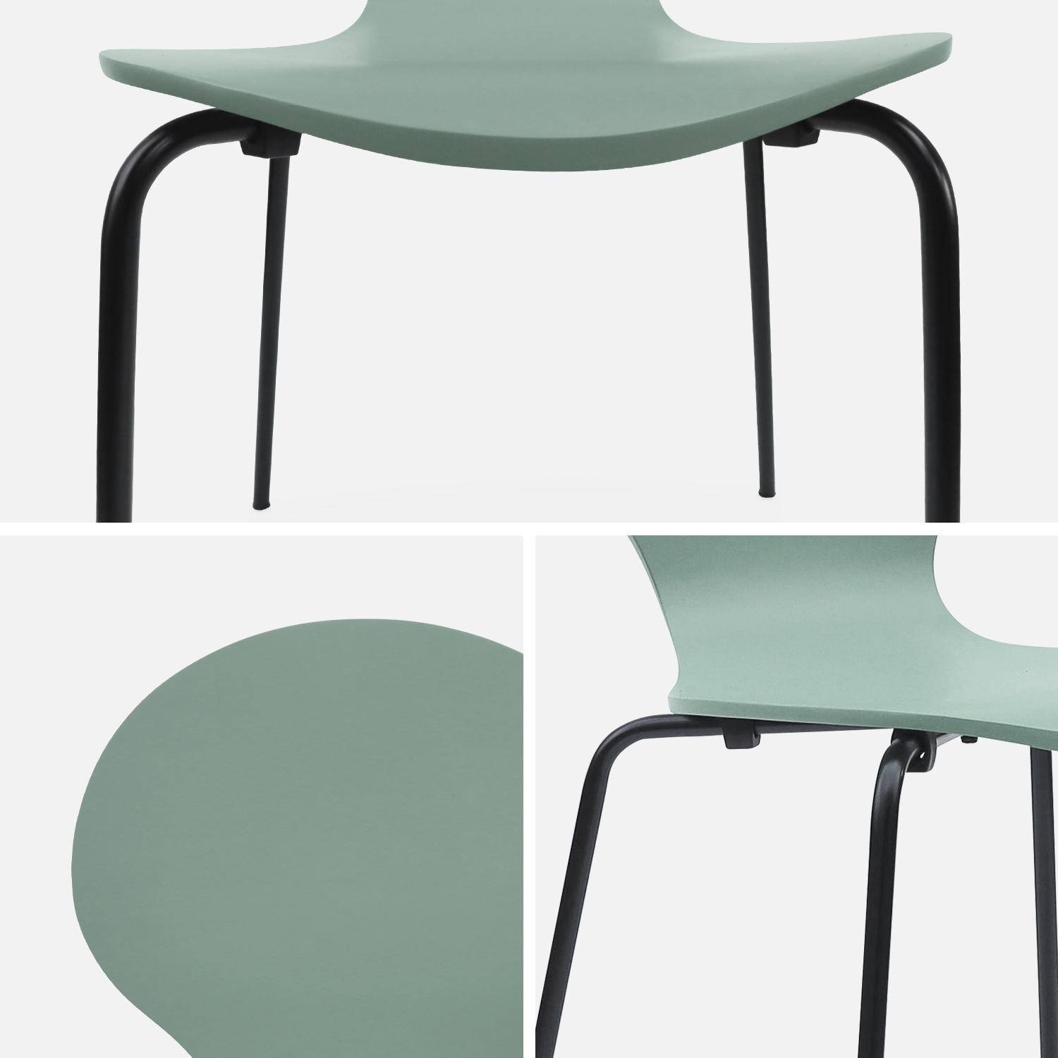 Conjunto de 4 cadeiras empilháveis retro verde celadon, madeira de seringueira e contraplacado, pernas de aço, Naomi, L 43 x P 48 x A 87 cm Photo5