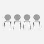 Lot de 4 chaises grises rétro empilables, bois d'hévéa et contreplaqué, pieds en acier, Naomi, L 43 x P 48 x H 87cm Photo3