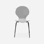 Lot de 4 chaises grises rétro empilables, bois d'hévéa et contreplaqué, pieds en acier, Naomi, L 43 x P 48 x H 87cm Photo5