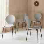 Lot de 4 chaises grises rétro empilables, bois d'hévéa et contreplaqué, pieds en acier, Naomi, L 43 x P 48 x H 87cm Photo1