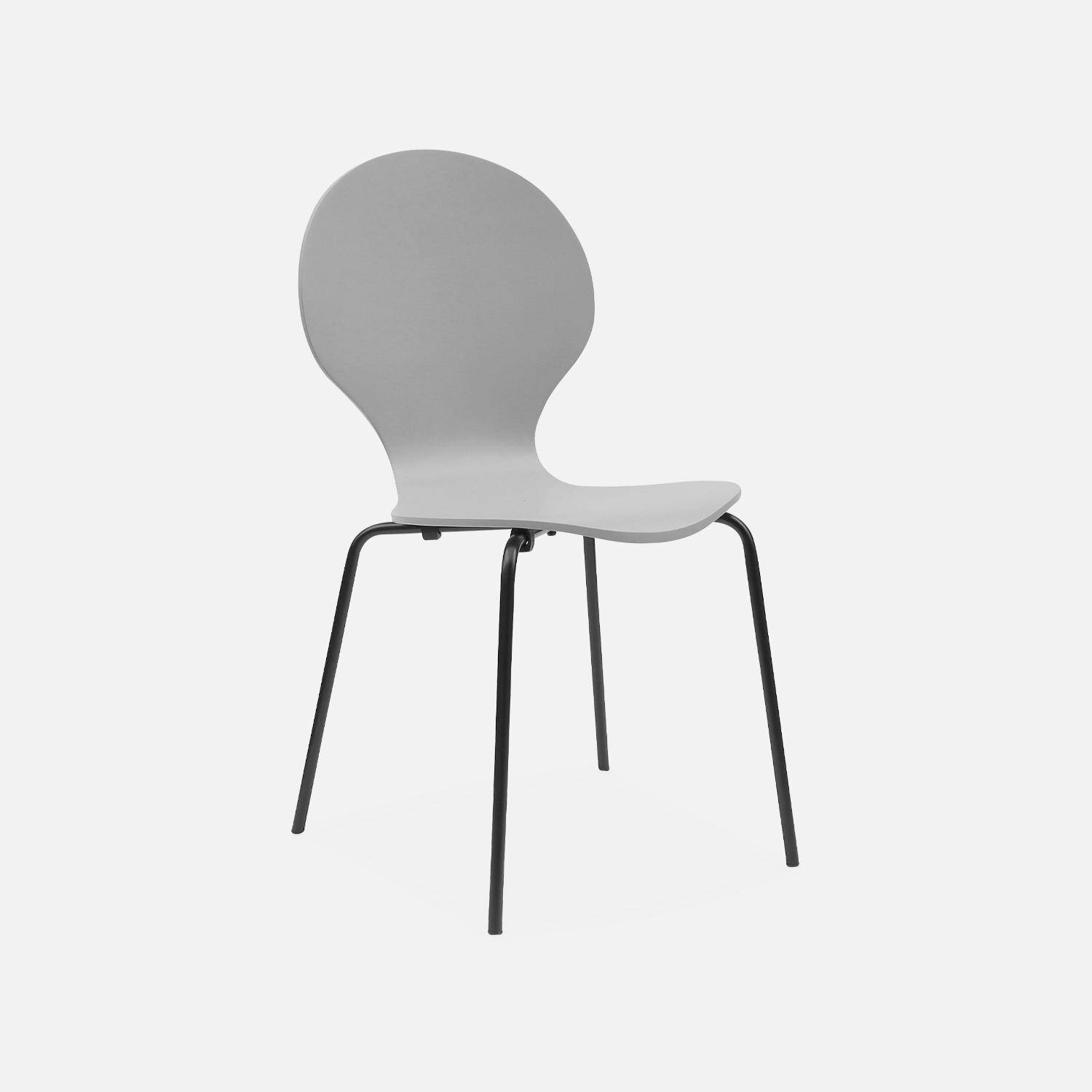 Set di 4 sedie grigio retro impilabili, legno di hevea e compensato, gambe in acciaio, Naomi, L 43 x P 48 x H 87cm Photo4