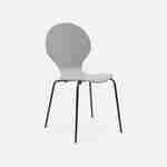 Lot de 4 chaises grises rétro empilables, bois d'hévéa et contreplaqué, pieds en acier, Naomi, L 43 x P 48 x H 87cm Photo4