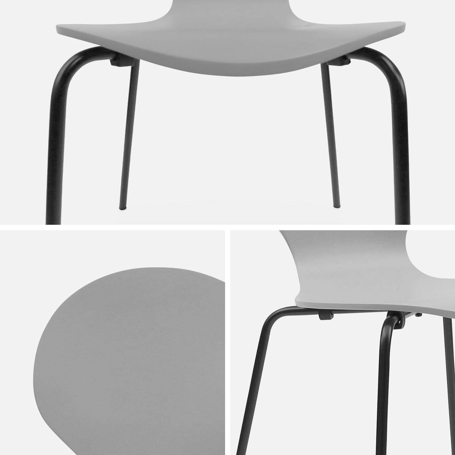Set di 4 sedie grigio retro impilabili, legno di hevea e compensato, gambe in acciaio, Naomi, L 43 x P 48 x H 87cm Photo7