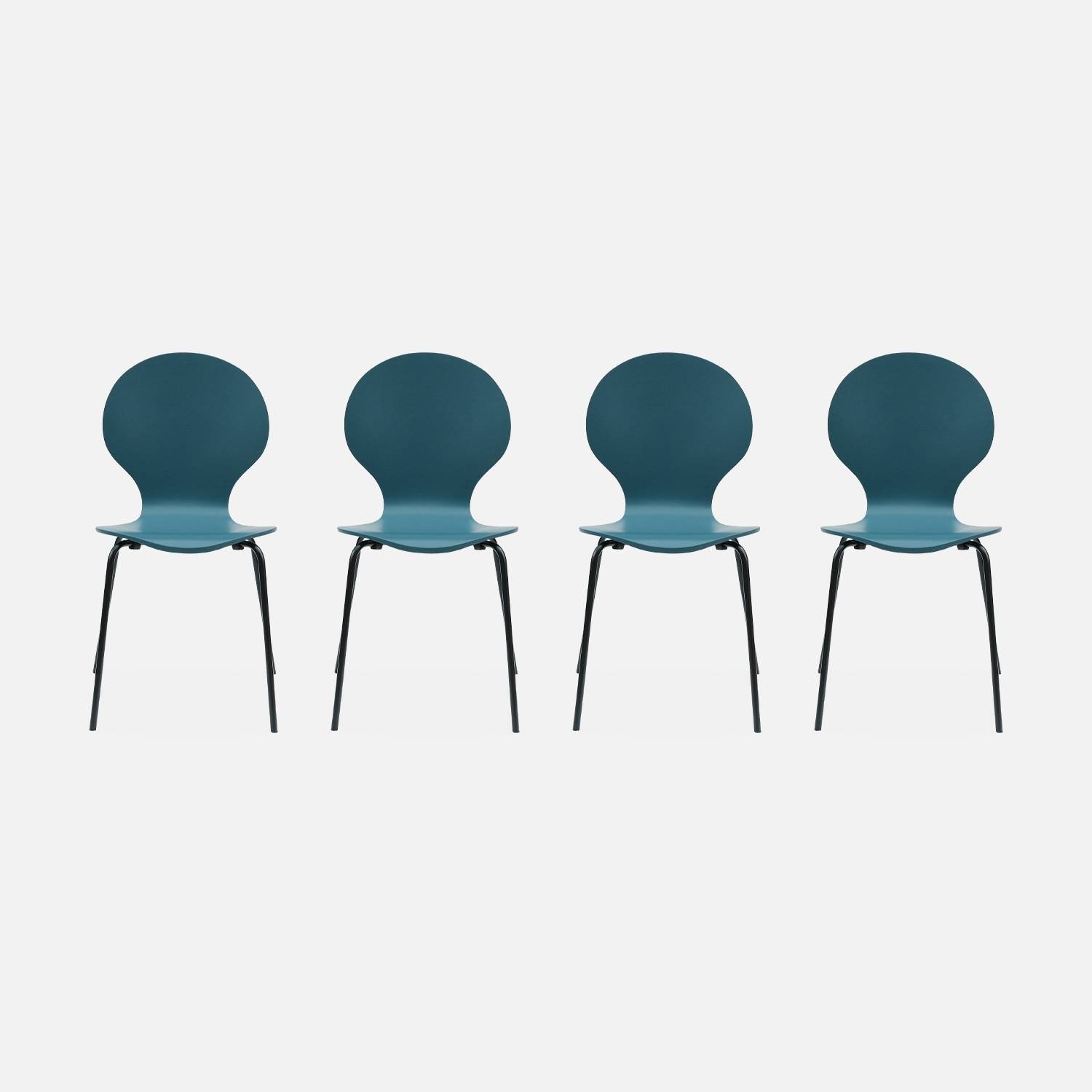 Set van 4 retro blauwe stapelstoelen  | sweeek