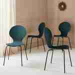 Juego de 4 sillas apilables retro azules, madera de hevea y contrachapada, patas de acero, Naomi, A 43 x P 48 x Alt 87cm Photo2