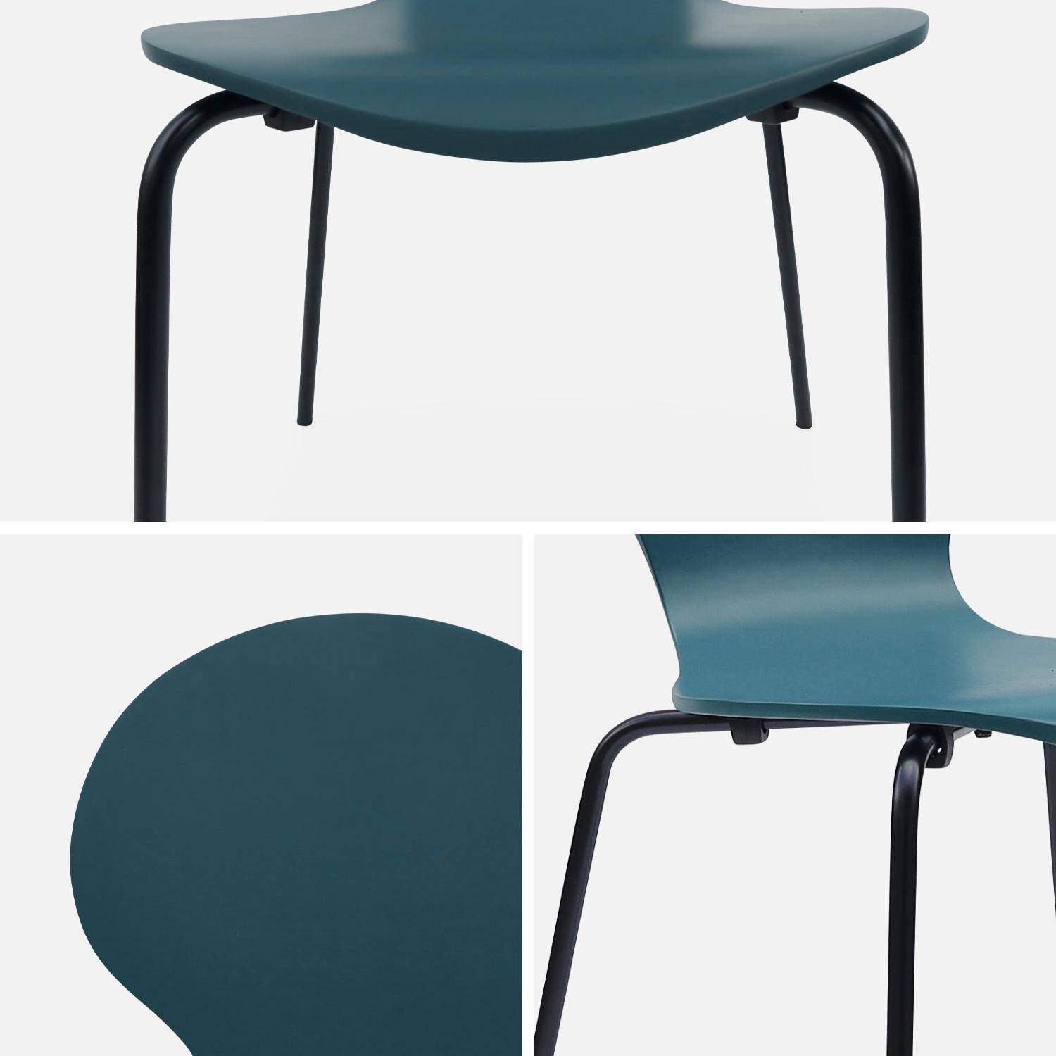 Lot de 4 chaises bleues, rétro empilables, bois d'hévéa et contreplaqué, pieds en acier, Naomi, L 43 x P 48 x H 87cm,sweeek,Photo7