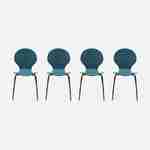 Lot de 4 chaises bleues, rétro empilables, bois d'hévéa et contreplaqué, pieds en acier, Naomi, L 43 x P 48 x H 87cm Photo3