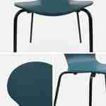 Lot de 4 chaises bleues, rétro empilables, bois d'hévéa et contreplaqué, pieds en acier, Naomi, L 43 x P 48 x H 87cm Photo7