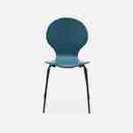 Lot de 4 chaises bleues, rétro empilables, bois d'hévéa et contreplaqué, pieds en acier, Naomi, L 43 x P 48 x H 87cm Photo5