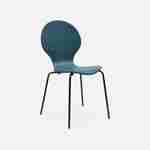 Lot de 4 chaises bleues, rétro empilables, bois d'hévéa et contreplaqué, pieds en acier, Naomi, L 43 x P 48 x H 87cm Photo4