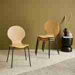 Lot de 4 chaises naturelles, rétro empilables, bois d'hévéa et contreplaqué, pieds en acier, Naomi, L 43 x P 48 x H 87cm Photo2