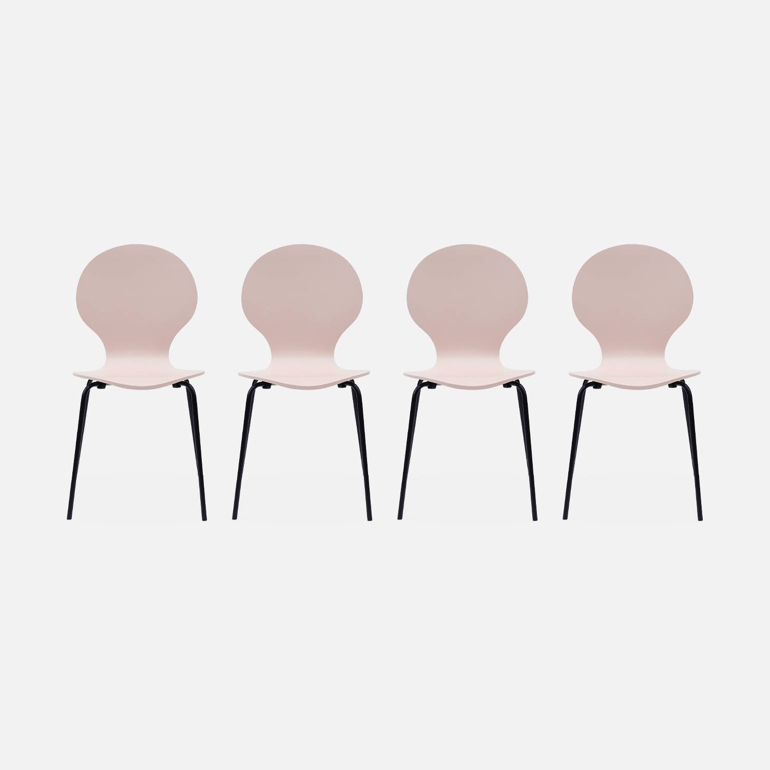Conjunto de 4 cadeiras empilháveis rosa retro | sweeek