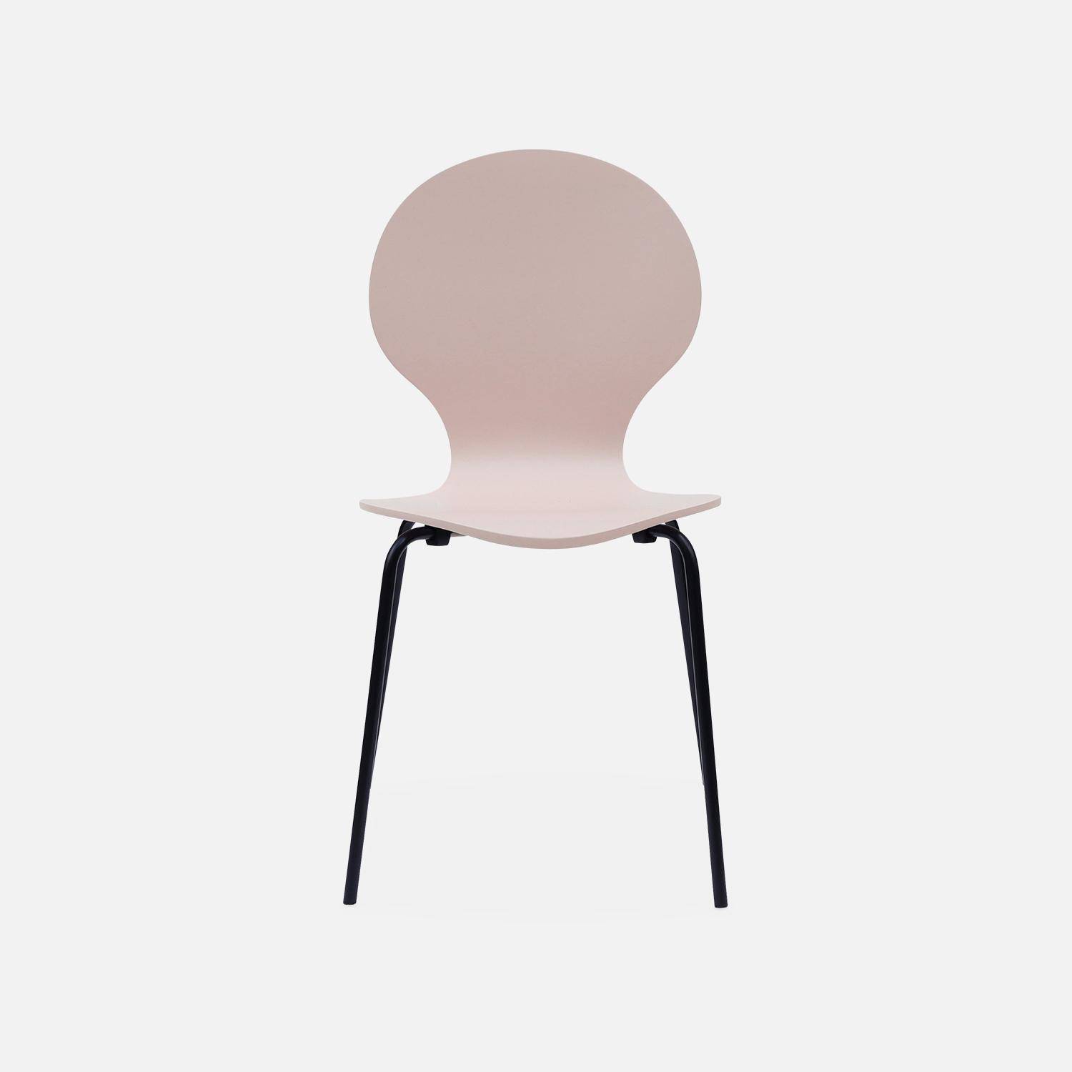 Set di 4 sedie rosa retro impilabili, legno di hevea e compensato, gambe in acciaio, Naomi, L 43 x P 48 x H 87cm Photo5