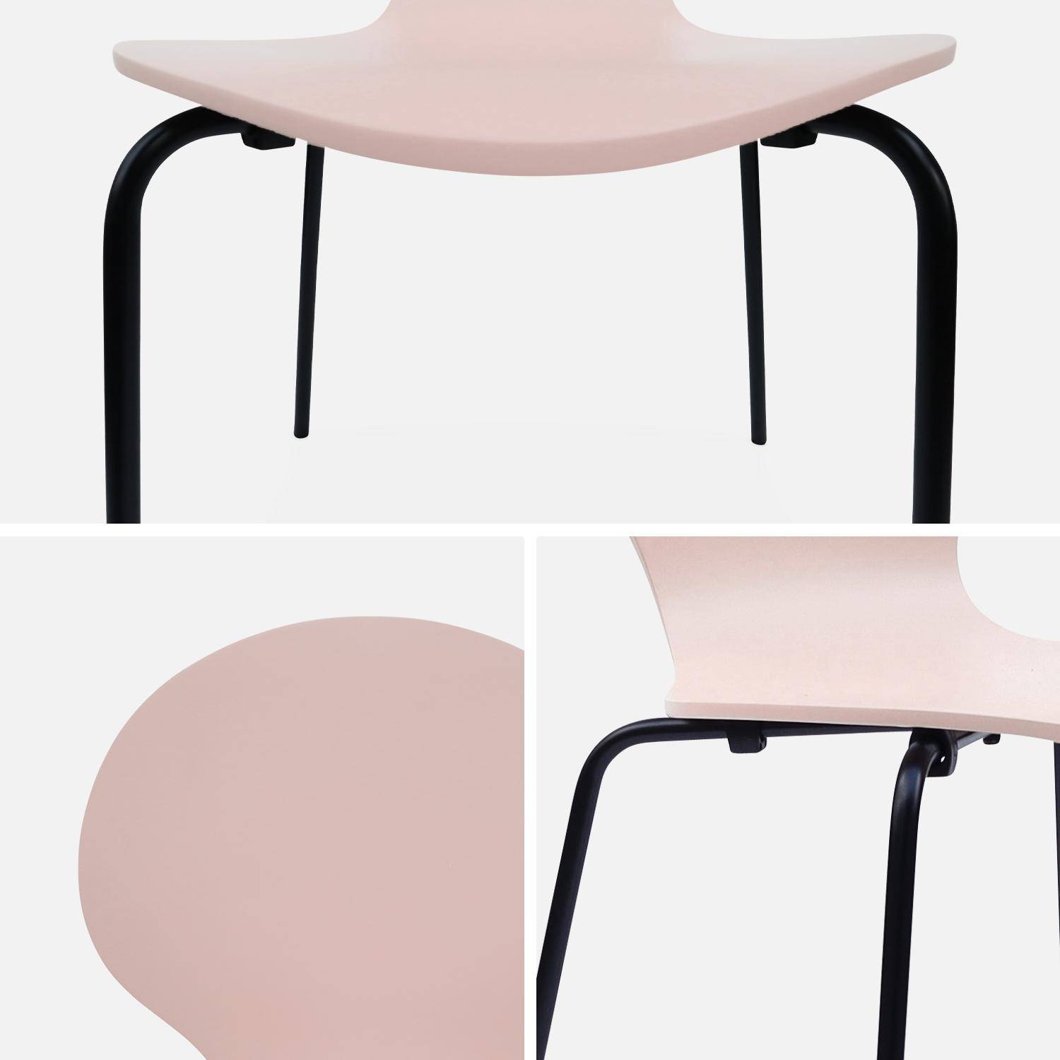 Set van 4 retro roze stapelstoelen, hevea hout en multiplex, stalen poten, Naomi, B 43 x D 48 x H 87cm,sweeek,Photo7