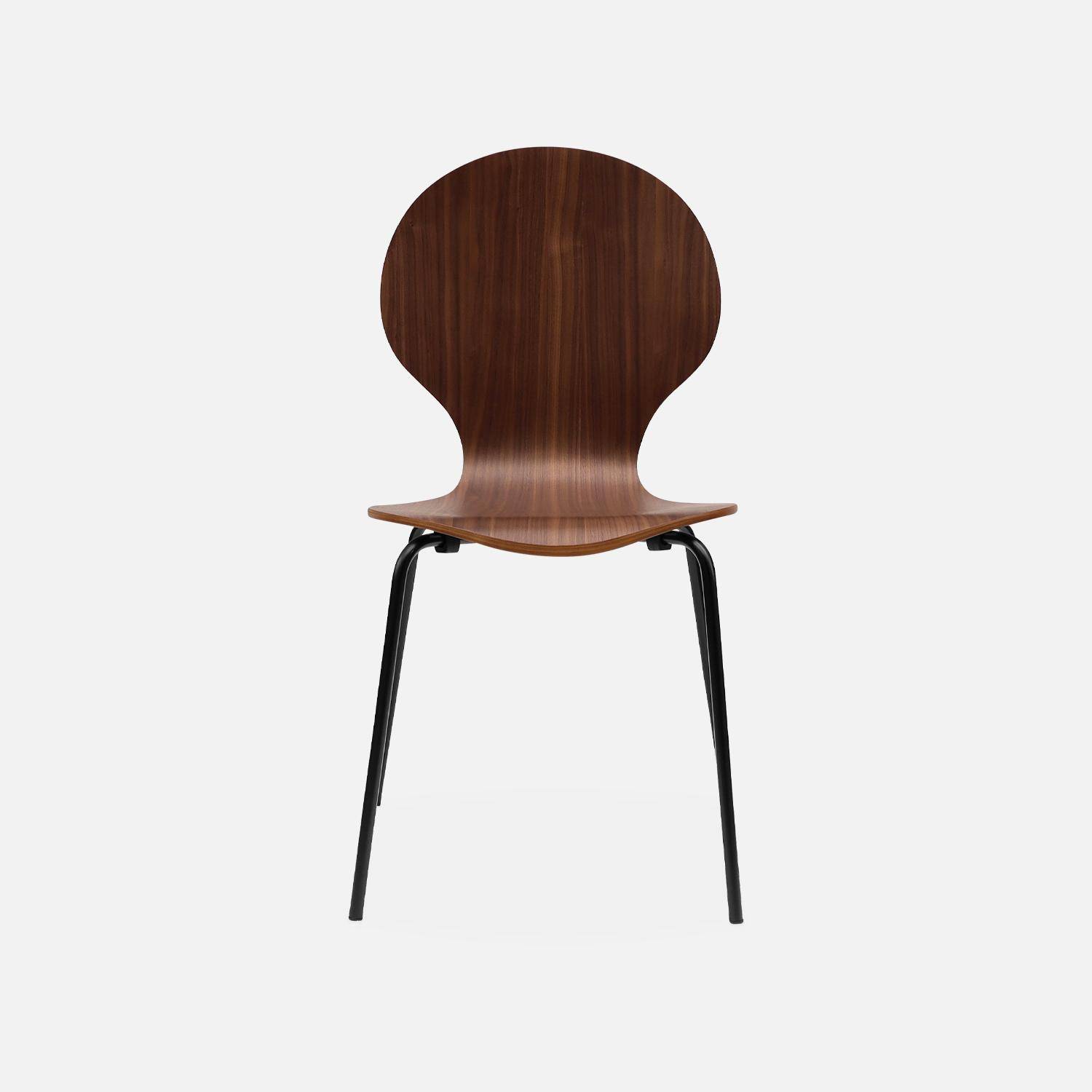 Set di 4 sedie legno scuro retro impilabili, legno di hevea e compensato, gambe in acciaio, Naomi, L 43 x P 48 x H 87cm Photo5