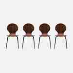 Conjunto de 4 cadeiras de nogueira, empilhamento retro, madeira de hevea e contraplacado, pernas de aço, Naomi, L 43 x P 48 x A 87cm Photo3