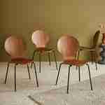 Conjunto de 4 cadeiras de nogueira, empilhamento retro, madeira de hevea e contraplacado, pernas de aço, Naomi, L 43 x P 48 x A 87cm Photo1