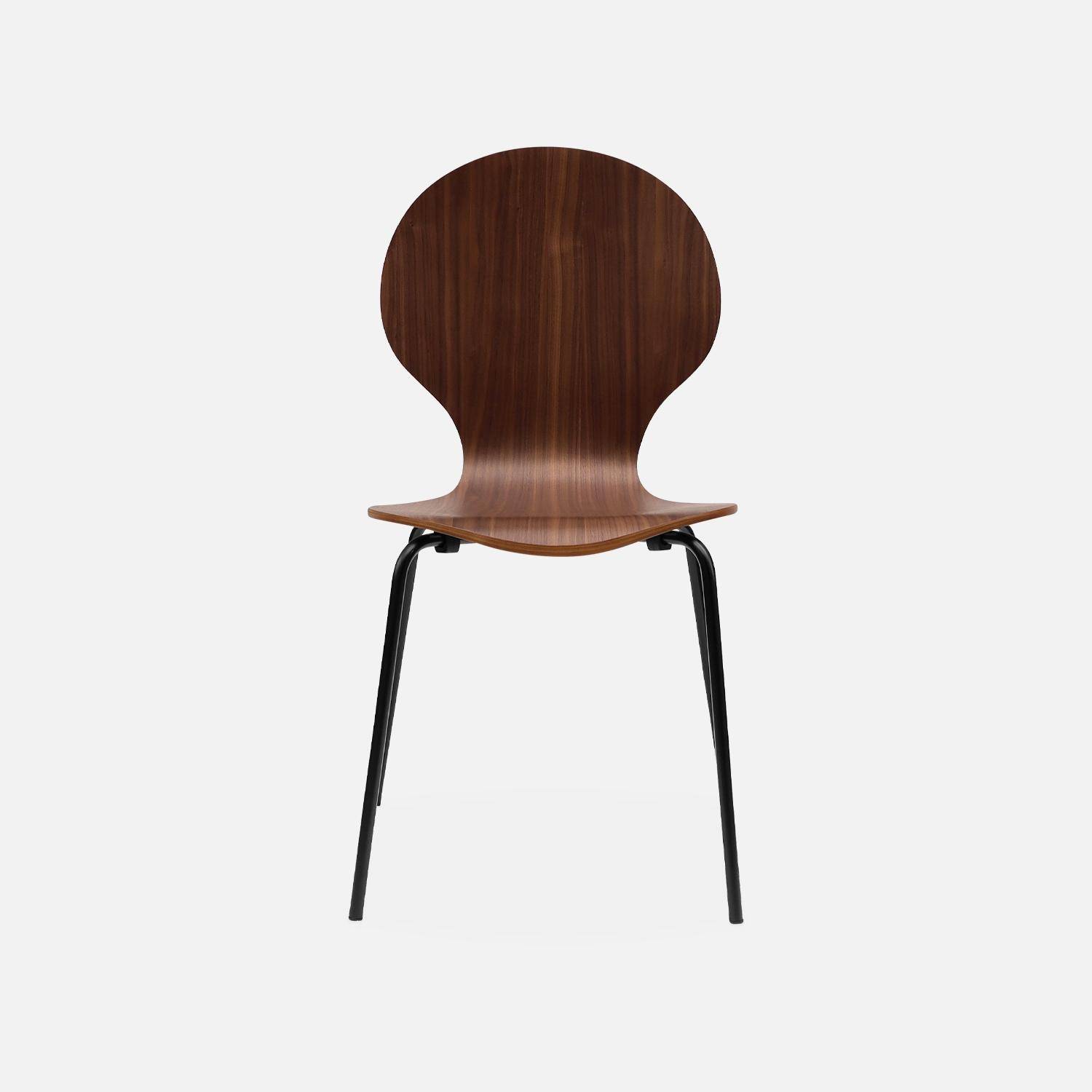 Set of 4 retro wooden stacking chairs, Naomi, Walnut wood-effect, 43x48x87 cm Photo5